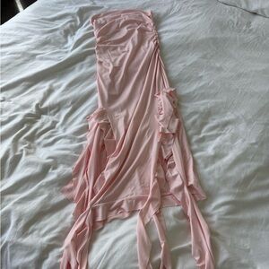 Elegant Pink Ruched Maxi Dress